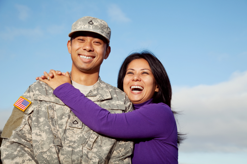 soldier smiling with wife